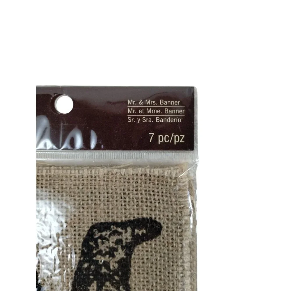 Recollections Mr. and Mrs. Jute Burlap Banner 7 Piece Set Wedding Rustic Decor